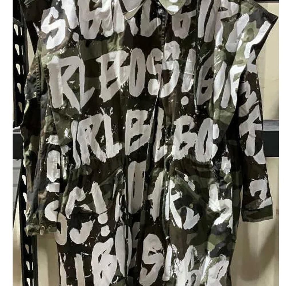 MM6 Maison Martin Margiela Camouflage Jacket with White Text